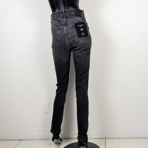 ANINE BING Beck High Rise Skinny Slim Jeans Dark Grey Size 30 NWT